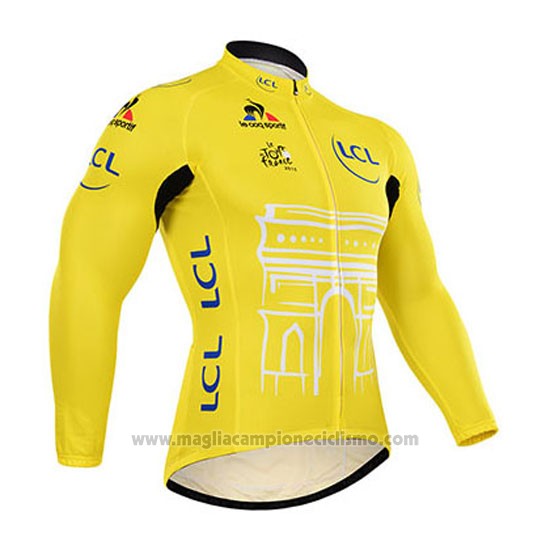 2015 Abbigliamento Ciclismo Tour de France Giallo Manica Lunga e Salopette